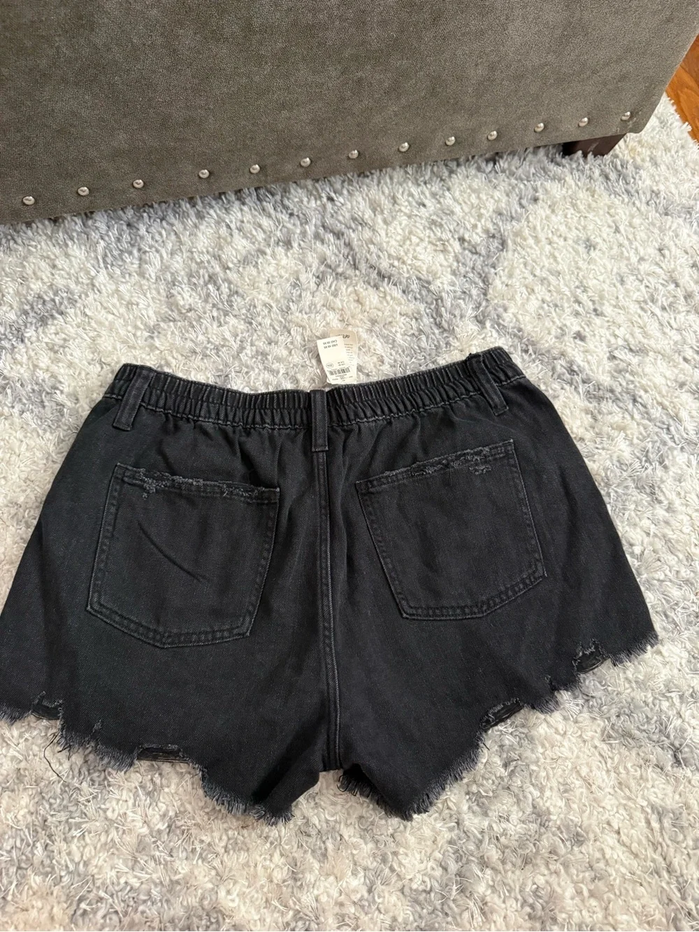 aerie Black Distressed High-Rise Denim Shorts - Picture 3 of 4